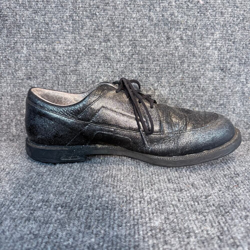 Adidas Metallic Black Leather Lace Up Oxford Style Casual Golf Shoes Mens 10 - Picture 2 of 8